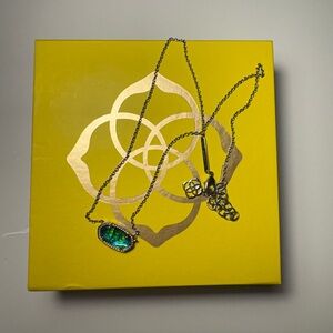 Kendra Scott teal gem and silver necklace